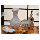 Vintage Pottery Vases, Violin Figurine