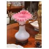 Vintage Glass Ruffle Vase