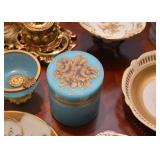 Vintage Blue Opaline Glass Jar / Box