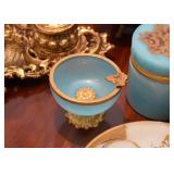 Vintage Blue Opaline Pedestal Bowl