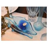 Vintage Blue Swung Glass Bowl