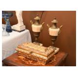 Antique Urns (Pair) & Jewelry Box