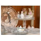 Crystal Pedestal Cake Plate, Crystal Serving Dishes, Miniature Porcelain Vases & Pitchers