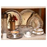 Silverplate Platters, Crystal Bowl, Serving Pieces, Porcelain