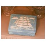 Light Blue Sailing Ship Trinket Box