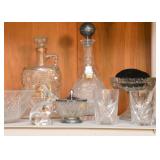 Crystal and Glassware (Decanters, Pedestal Dish, Rabbit Figurine, Etc.)