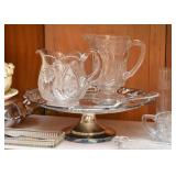 Crystal and Glassware Pitchers, Pedestal Serving Plate