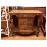 Vintage Ornate Wood Carved Cabinet 