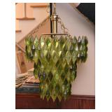 Mid Century Modern Green Glass Swag Lamp