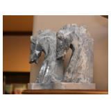 Stone Carved Horse Head Bookends