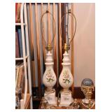 Vintage Ceramic Floral Table Lamps