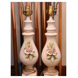 Vintage Ceramic Floral Table Lamps