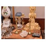 Brass Candlesticks, Table Lamps, Crystal Specimen
