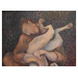 $500 - "Man & Wolf" - Original Artwork / Painting by Scott Lesh (Approx. 33.5" L x 43.25" H)