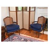 $200 Ea-Pair of Vintage Carved Wood Armchairs with Cane Backing  (ONE CHAIR IS SOLD!)