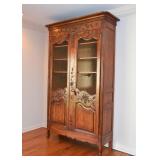 $600 - Vintage Carved Wood Armoire / Display Cabinet with Drop Down Bar