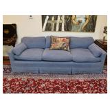 3-Seat Blue Upholstered Sofa