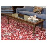 $150 - Vintage Carved Wood Cocktail / Coffee Table with Glass Top