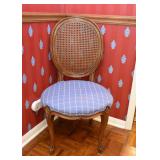 $350 for all 4- Set of 4 Pair Cane Back Dining Side Chairs with Blue Upholstery Seats (4 of these)