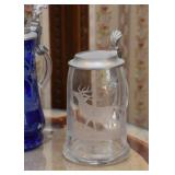 Glass Beer Stein with Stag
