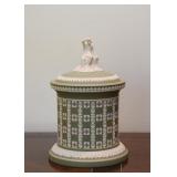 $900 - Wedgwood Tricolor Jasperware Biscuit Barrel / Tobacco Jar Applied Finial