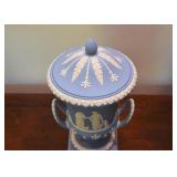 $400 - Wedgwood Blue Jasper Covered Urn with Handles