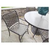 Patio Dining Table, Chairs & Umbrella