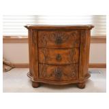 Lovely Carved Side Table / 3 Drawer Chest (Approx. 31" L x 22.5" W x 26" H)