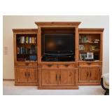 Wood Entertainment Unit with Bookshelves & Lower Cabinets (Approx. 120" L x 84" H)