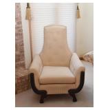 PAIR of Fantastic Cream / Off-White Upholstered Armchairs (Approx. 32" W x 41" H at the back)