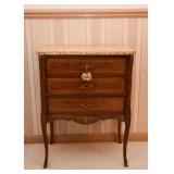 Antique 3 Drawer Chest with Stone Top (Approx. 23" L x 14" W x 29.5" H)