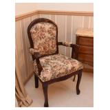 Floral Upholstered Armchair with Carved Details