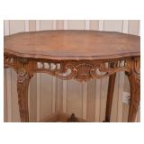Carved Occasional / Parlor Table with Inlaid Top (32" L x 22.5" W x 28.75" H)