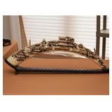 Asian Resin Carved Tusk Statue with Stand