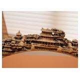 Asian Resin Carved Tusk Statue with Stand