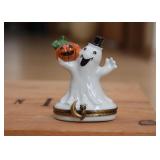 Limoges Pill Box (Ghost with Jack-O-Lantern)