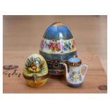 Limoges Pill Boxes (Decorative Eggs &Teapot)