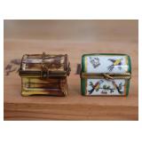 Limoges Pill Boxes (Treasure Chest & Birds Chest)- CHEST ON RIGHT IS SOLD