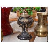 Metal Lidded Urn on Pedestal