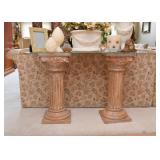 Double Pedestal Console Table with Glass Top