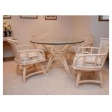 Bamboo Dining Table with 4 Chairs (Glass Top)