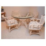 Bamboo Dining Table with 4 Chairs (Glass Top)