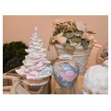 Lighted Christmas Tree, Chinese Vase, Flower Pot, Florals