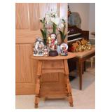 Oval Wooden Side Table with Drawer