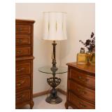 Ornate Floor Lamp with Glass Top Table