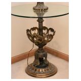Ornate Floor Lamp with Glass Top Table
