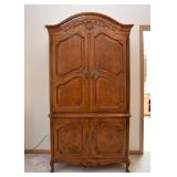 Wood Carved Wardrobe / Armoire (Approx. 43" L x 20" D x 82" H)