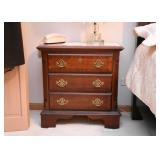 Pair of Traditional Nightstands with Brass Pulls (Each approx. 26" L x 15.25" W x 27" H)