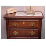 Pair of Traditional Nightstands with Brass Pulls (Each approx. 26" L x 15.25" W x 27" H)