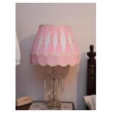 Pair of Crystal Table Lamps with Pink Shades